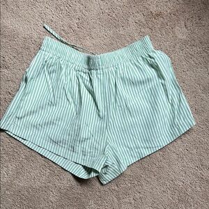 Princess Polly Green and White Striped Shorts
